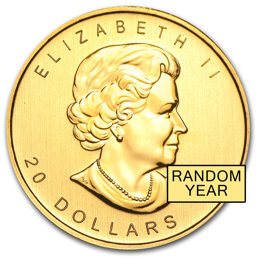 1 2 Maple Leaf Gold Coin Random Year