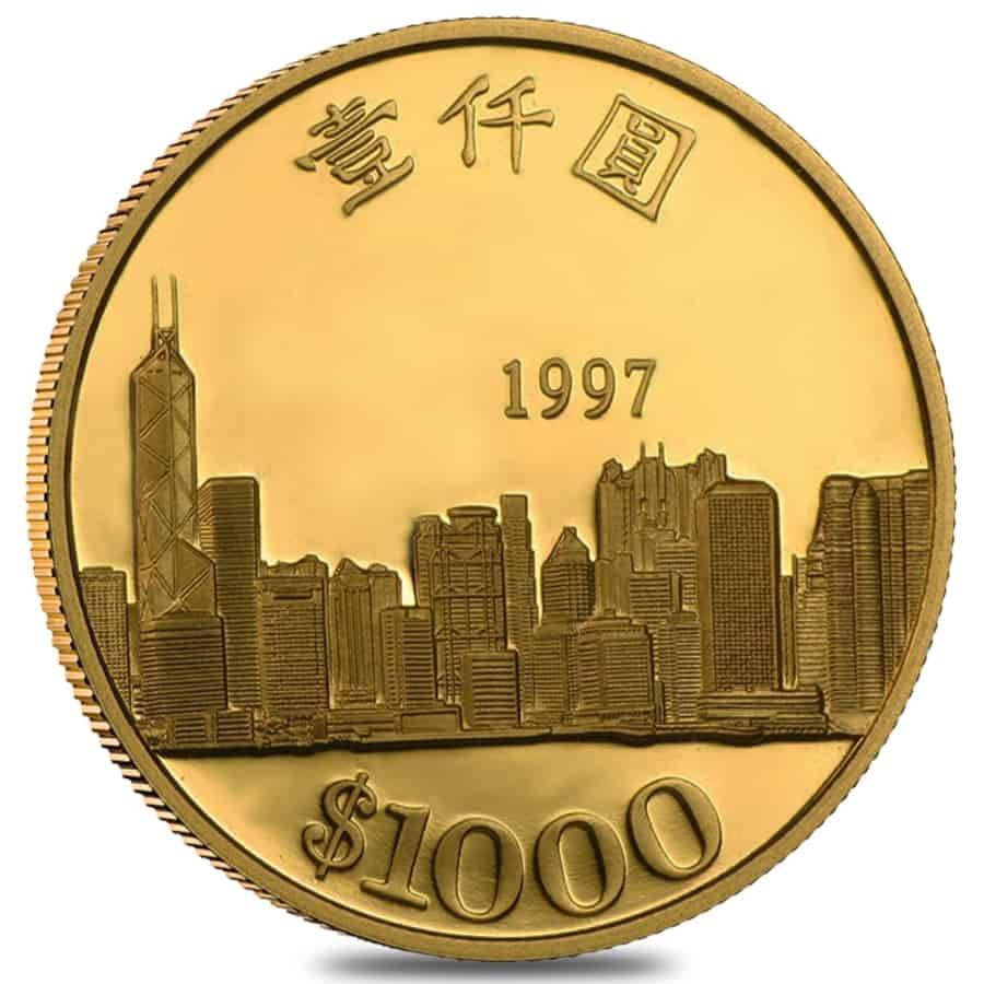 1997 Hong Kong 1000 Commemorative Proof Gold Coin Silvergold Express